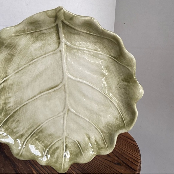 Green Cabbage Leaf Plate Made In Italy 9604/24 Ceramic Plant Shape Plate - Picture 6 of 16